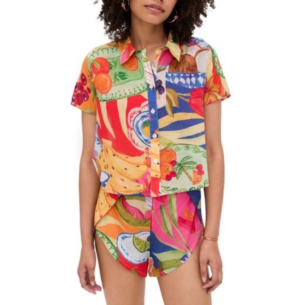 Farm Rio Summer Picnic Shirt & Shorts Set NWT Mixed Sizes S/M